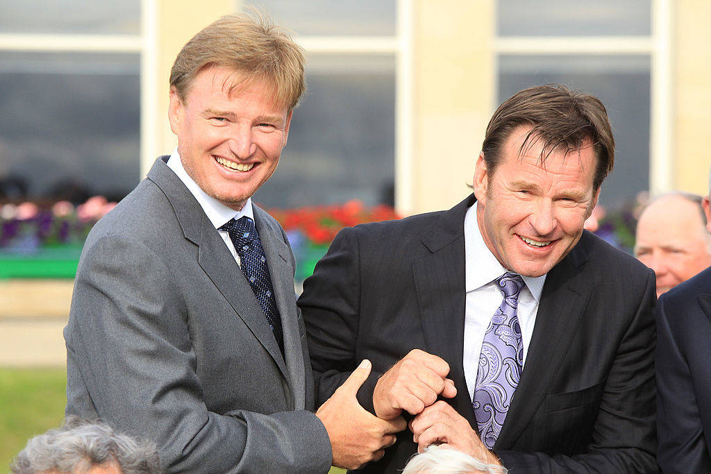 Ernie Els and Sir Nick Faldo at St Andrews in 2010